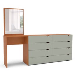 Cômoda com Espelho Porto 8 Gavetas Freijó e Verde