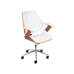 Cadeira de Escritório Diretor Bergen Branca e Amadeirada