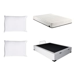 Cama Box Baú Martin Premium com Colchão Casal Keva Molas Ensacadas Wide (24x138x188) e 2 Travesseiros Guldi Soft Nasa Branco