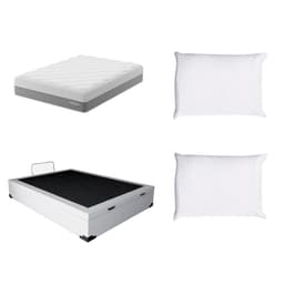 Cama Box Baú Martin Premium com Colchão Casal Sublime Mola Ensacada e Espuma Viscoelástica (32x138x188) e 2 Travesseiros Guldi Soft Nasa Branco