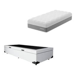 Cama Box Baú Martin Premium com Colchão Solteiro Sublime Mola Ensacada e Espuma Viscoelástica (32x88x188) Cinza e Branco