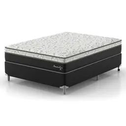 Cama Box Casal Amarilis com Colchão D33 Preta e Branca