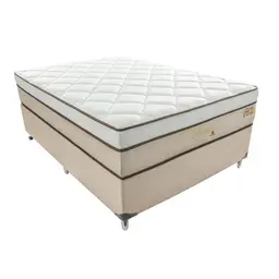 Cama Box Casal Aquarius com Colchão Casal Molas Ensacadas Bege e Branca