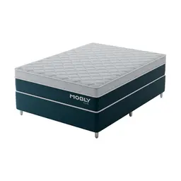 Cama Box Casal York com Colchão Molas Ensacadas (61x138x188) Azul e Branca