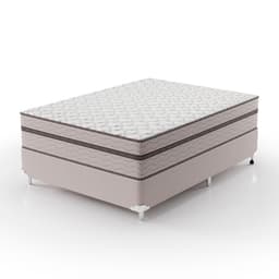 Cama Box Casal com Colchão Sonhare Mola Ensacada Bege