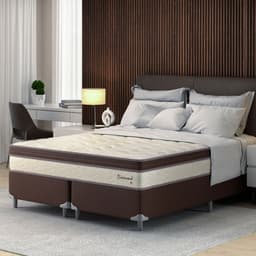 Cama Box King com Colchão Diamond Euro MR (63x193x203) Bege e Marrom