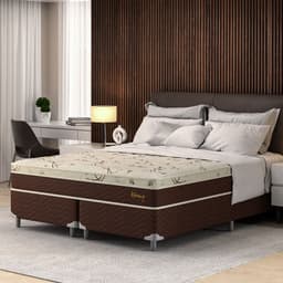Cama Box King com Colchão Hórus (63x193x203) Bege e Marrom