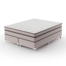 Cama Box King com Colchão Sonhare Mola Ensacada Bege