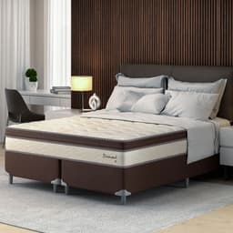 Cama Box Queen com Colchão Diamond Euro MR (63x158x198) Bege e Marrom