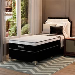 Cama Box Solteiro Gemini I com Colchão Solteiro Molas Ensacadas Grafite e Branca