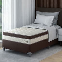 Cama Box Solteiro King com Colchão Diamond Euro MR (63x108x198) Bege e Marrom