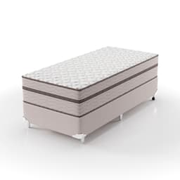 Cama Box Solteiro com Colchão Sonhare Mola Ensacada Bege