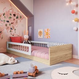 Cama Infantil Montessoriana Afeto Branca e Aveiro 85 cm