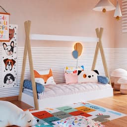 Cama Infantil Montessoriana Cabana Branca e Itapuã