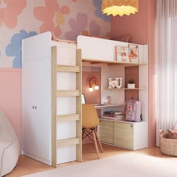 Cama Infantil Multifuncional Cora 4 Portas Branca e Carvalho