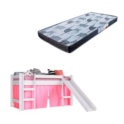 Cama Infantil Slide com Escorregador Branca e Rosa com Colchão Astra D20 Preto e Cinza