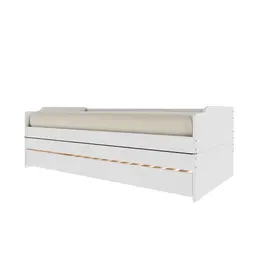 Cama Solteiro Extensível com Cama Auxiliar Flip Branca
