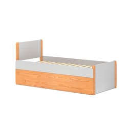 Cama Solteiro Flow com Baú Natural e Cinza Claro