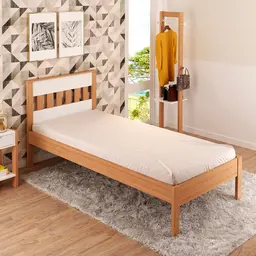 Cama Solteiro Gardênia Amêndoa e Branca