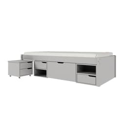 Cama Solteiro Multifuncional Charme 5 GV Madeira Maciça Cinza Claro