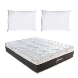 Colchão Casal Pegasus Molas Ensacadas (30x138x188) Branco e Cinza com 2 Travesseiros Guldi Soft Nasa Branco