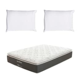 Colchão Casal Safira Plush Mola Ensacada (30x128x188) Branco e Cinza com 2 Travesseiros Guldi Soft Nasa Branco