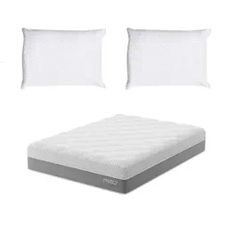 Colchão Casal Sublime Mola Ensacada e Espuma Viscoelástica (32x138x188) Cinza e Branco com 2 Travesseiros Guldi Soft Nasa Branco