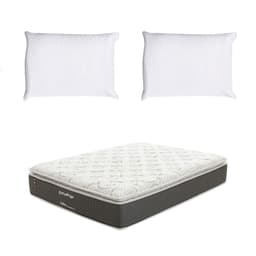 Colchão King Safira Plush Molas Ensacadas (34x193x203) Branco e Cinza com 2 Travesseiros Guldi Soft Nasa Branco