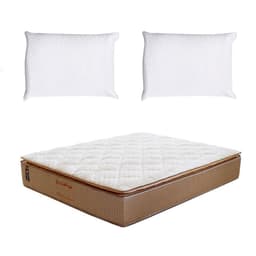 Colchão Queen Brilhante Molas Ensacadas (30x158x198) Marrom e Bege com 2 Travesseiros Guldi Soft Nasa Branco