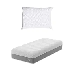 Colchão Solteirão Sublime Mola Ensacada e Espuma Viscoelástica (32x96x203) Cinza e Branco com Travesseiro Guldi Soft Nasa Branco