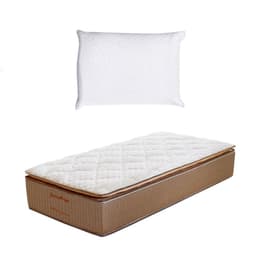 Colchão Solteiro Brilhante Molas Ensacadas (34x78x188) Marrom e Bege com Travesseiro Guldi Soft Nasa Branco