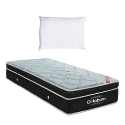 Colchão Solteiro Molas Ensacadas Elegant Superpocket (28x88x188) Preto com Travesseiro Guldi Soft Nasa Branco
