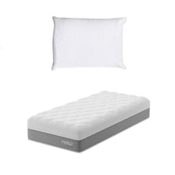 Colchão Solteiro Sublime Mola Ensacada e Espuma Viscoelástica (32x78x188) Cinza e Branco com Travesseiro Guldi Soft Nasa Branco