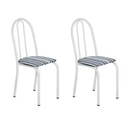 Conjunto 2 Cadeiras Éos Branco e Preto Listrado