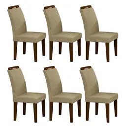 Conjunto 6 Cadeiras Athenas Castor Matelasse Creme