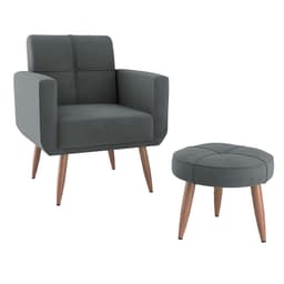 Conjunto com 1 Poltrona e 1 Puff Havana Cinza