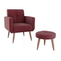 Conjunto com 1 Poltrona e 1 Puff Havana Vinho