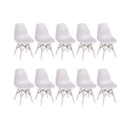 Conjunto com 10 Cadeiras DKR Eames Fendi e Madeira