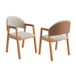 Conjunto com 2 Cadeiras Allegra Linho Cinza e Madeira