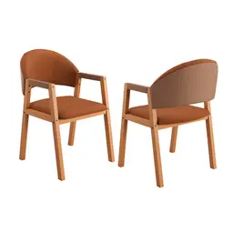 Conjunto com 2 Cadeiras Allegra Linho Terracota e Madeira