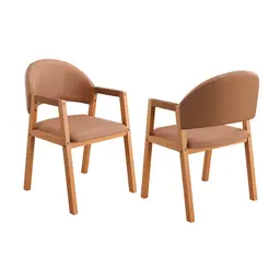 Conjunto com 2 Cadeiras Allegra Revestimento Sintético Caramelo e Madeira