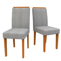 Conjunto com 2 Cadeiras Amanda Linho Cinza e Ype