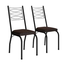 Conjunto com 2 Cadeiras Chipre Revestimento Sintético Cacau e Preto