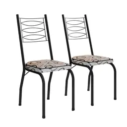 Conjunto com 2 Cadeiras Chipre Revestimento Sintético Cedro e Preto