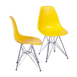 Conjunto com 2 Cadeiras DKR Eames Amarelo e Cromado