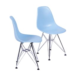 Conjunto com 2 Cadeiras DKR Eames Azul e Cromado