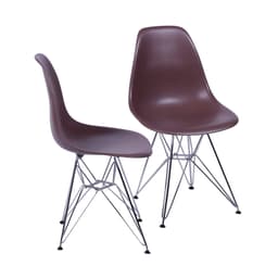 Conjunto com 2 Cadeiras DKR Eames Café e Cromado