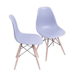 Conjunto com 2 Cadeiras DKR Eames Cinza e Madeira