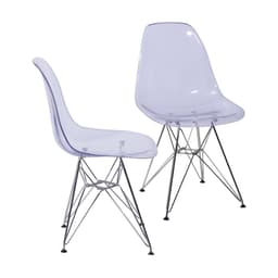 Conjunto com 2 Cadeiras DKR Eames Incolor e Cromado