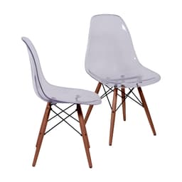 Conjunto com 2 Cadeiras DKR Eames Incolor e Madeira